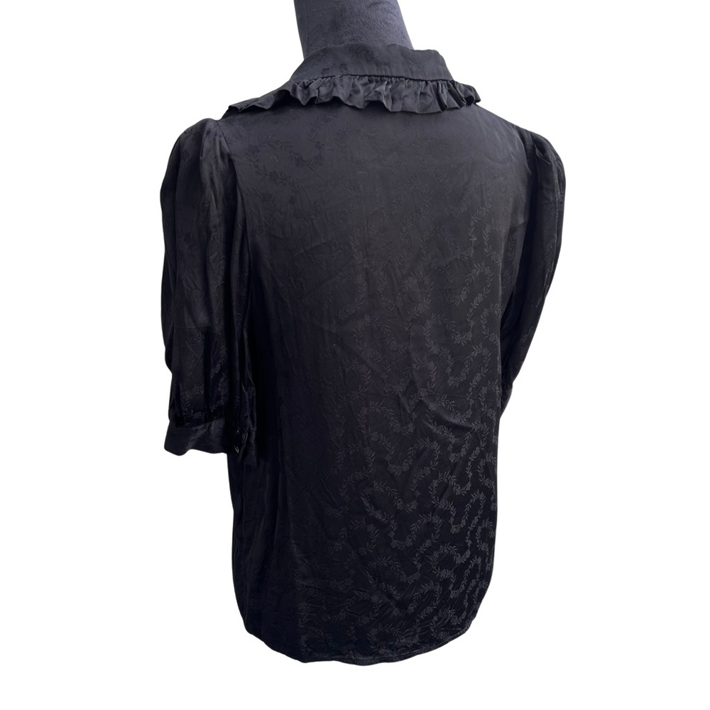 Sandro Black Floral Patterned Satin Top - Picture 4 of 9